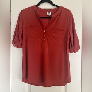 Anne Klein Terracotta Button-Down Shirt